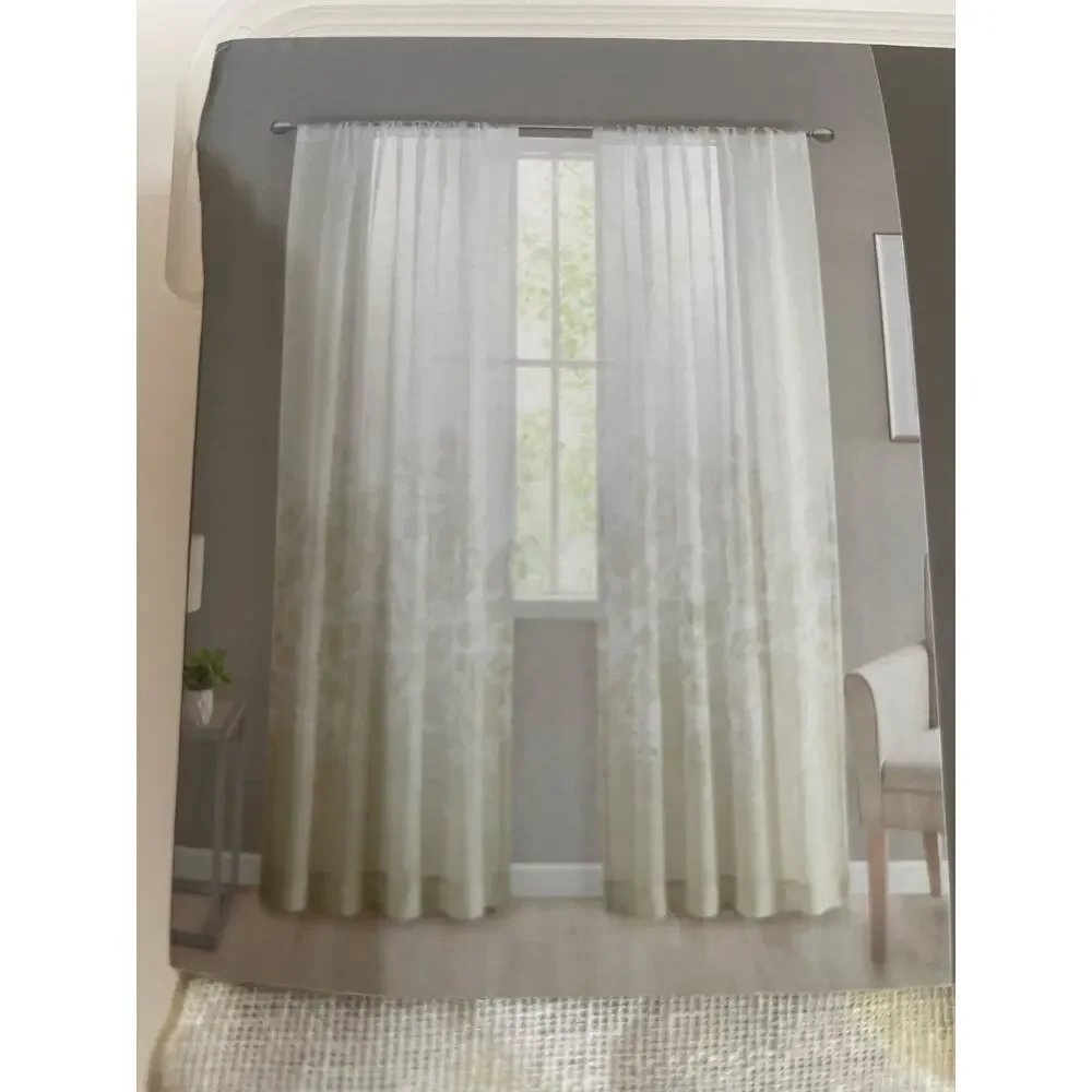 Urban Habitat Kimball Print Sheer Curtains - Taupe 1 Panel 50 x 63 inches